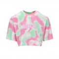 JUICY COUTURE TIE DYE CROPPED T SHIRT WITH RAISED OUTLINE BRANDING